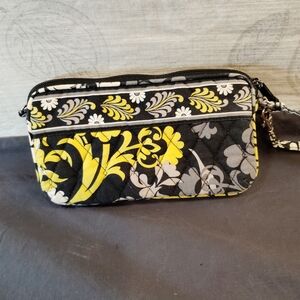 Vera Bradley Black and Yellow Floral Wristlet
